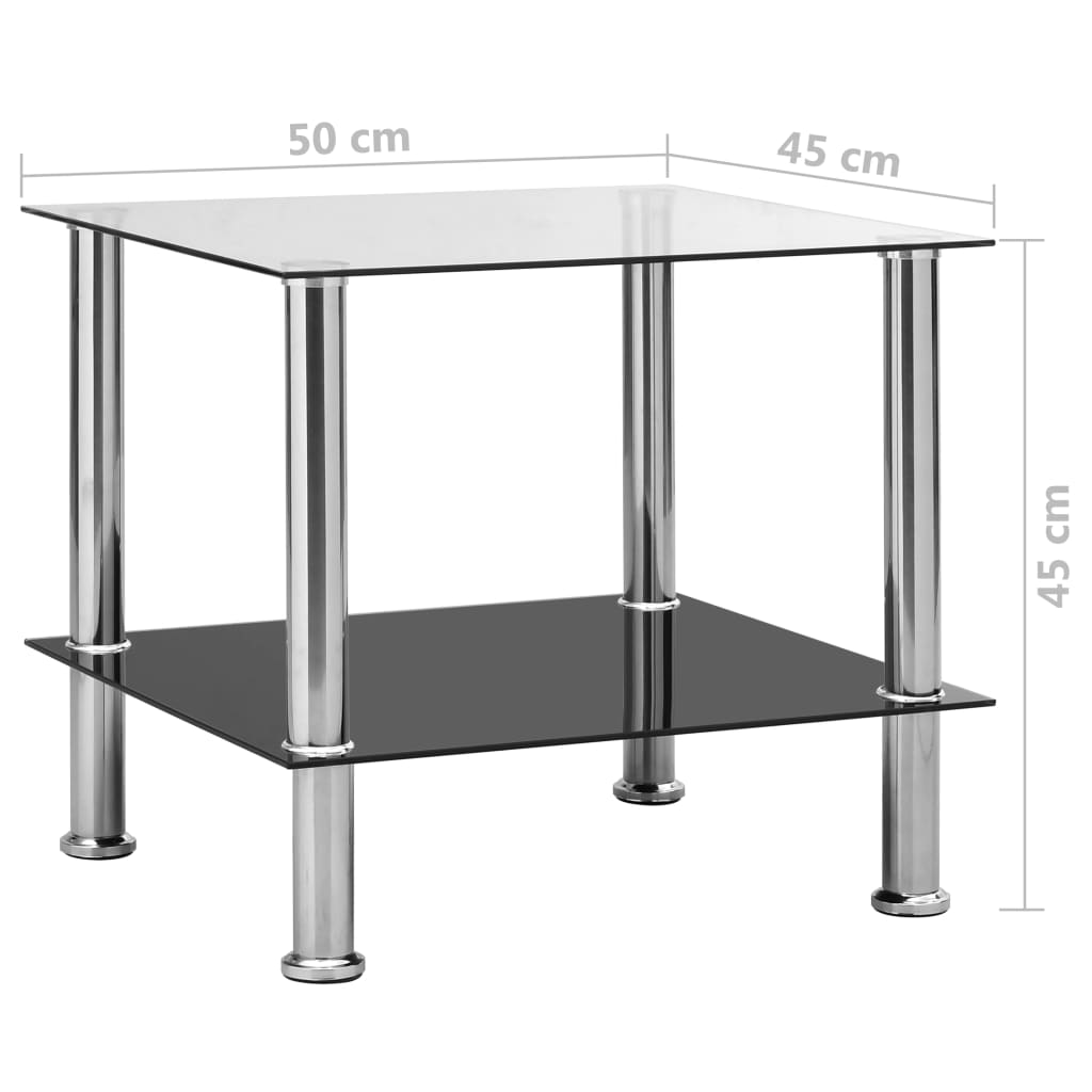 Side Table | Transparent | Tempered Glass, Stainless Steel | Compact