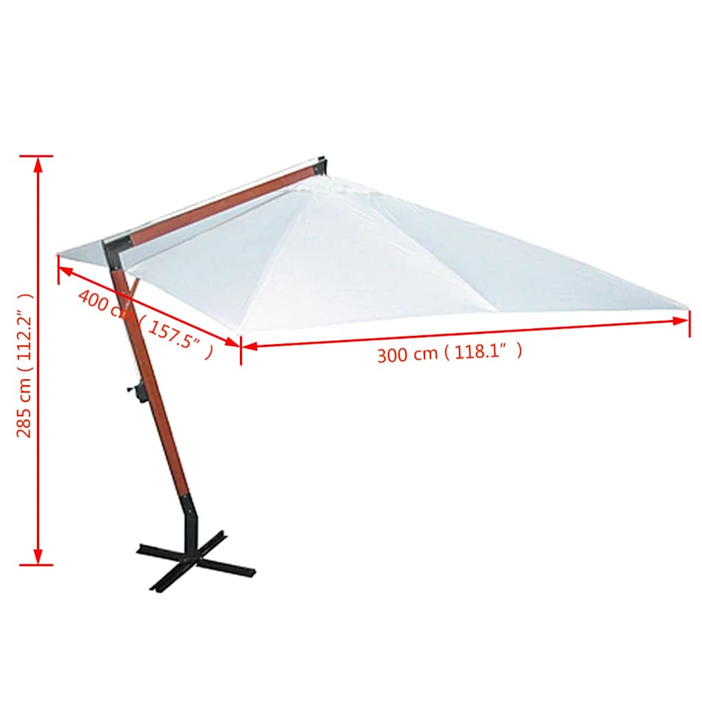 Garden Parasol 300 x 400 cm White