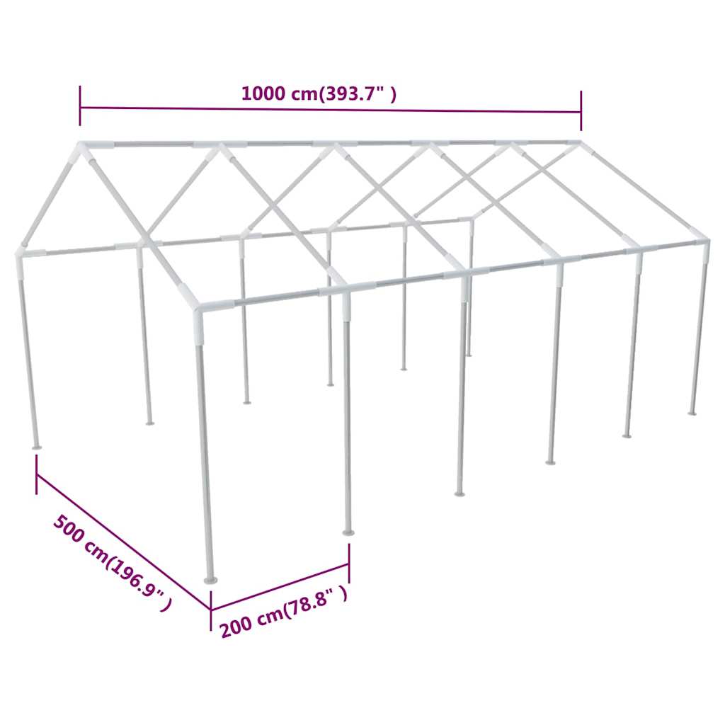 Gazebo Frame | Rust-resistant steel | 10 x 5 m | Heavyweight Endurance