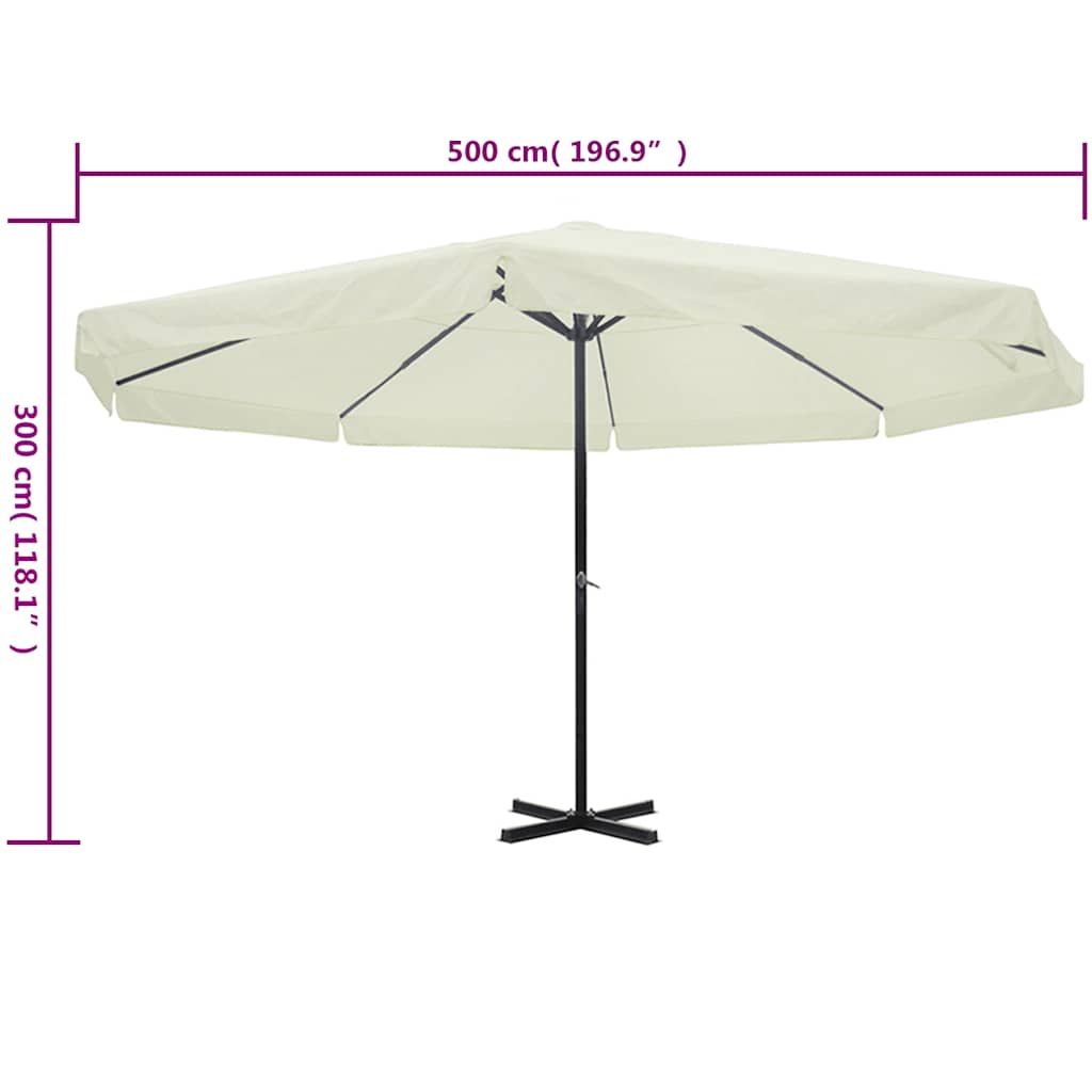 Garden Parasol White Aluminium 500 cm