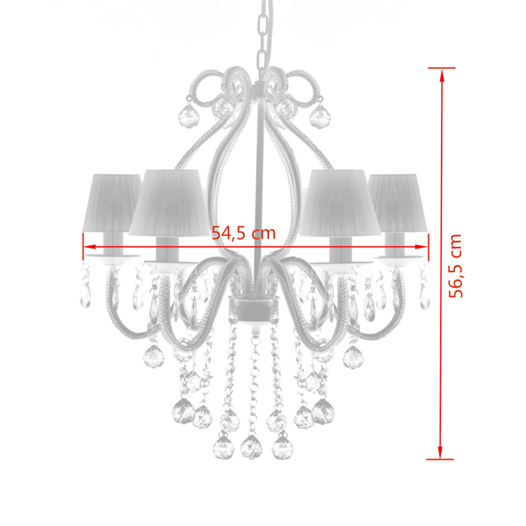 Chandelier | Crystal and white | Metal | Medium | Chandelier | Round