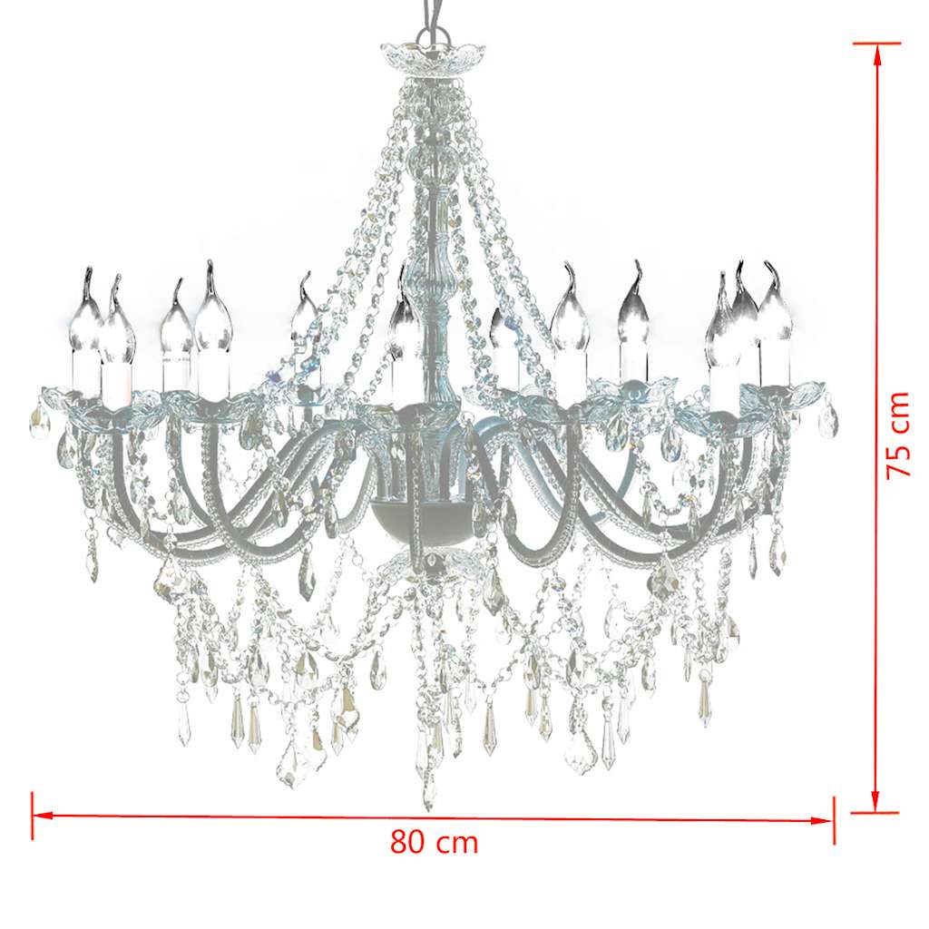 Chandelier | Crystal/White/Chrome | Metal and Glass Crystal | Large
