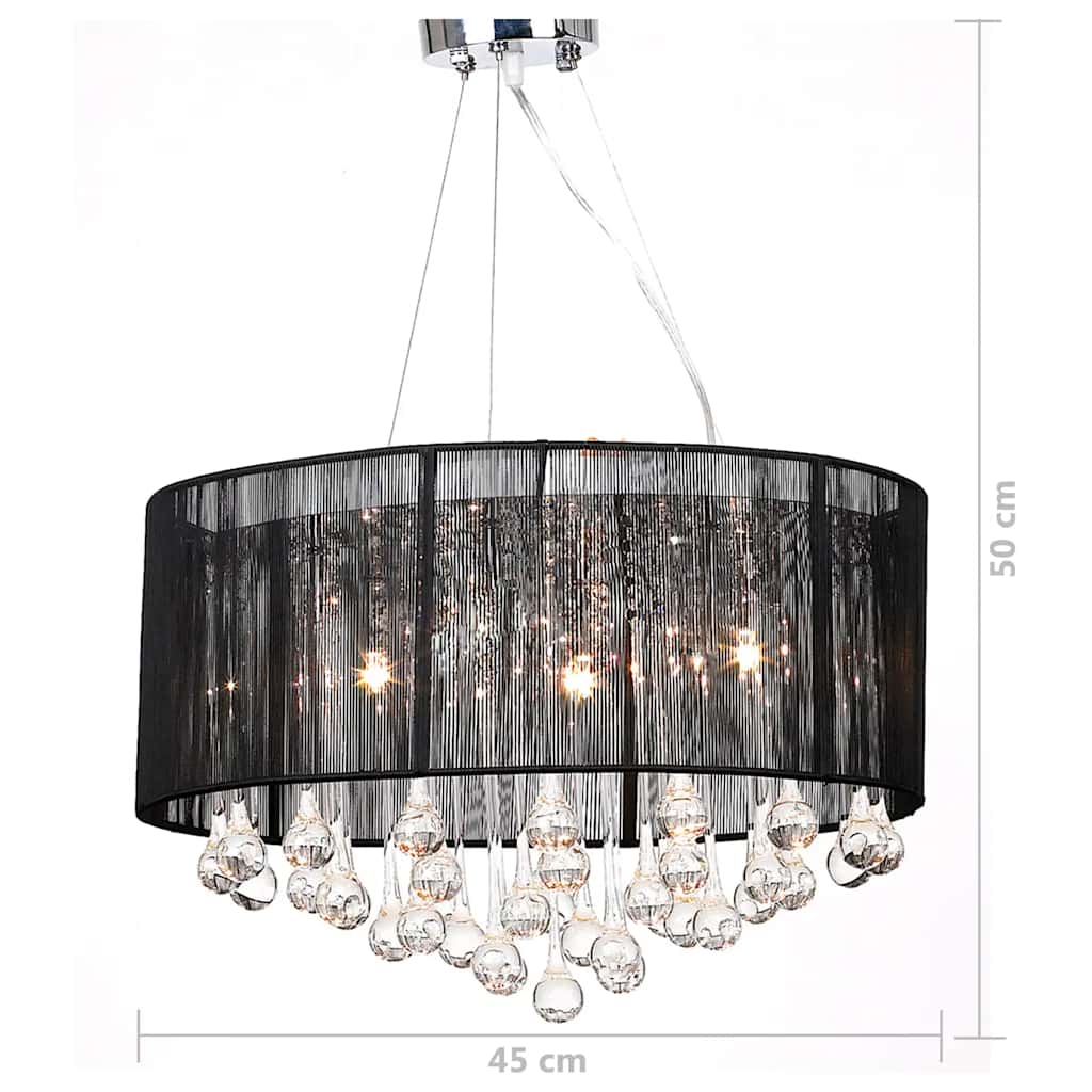 Chandelier | Black, Crystal, Chrome | Metal, Glass | Medium
