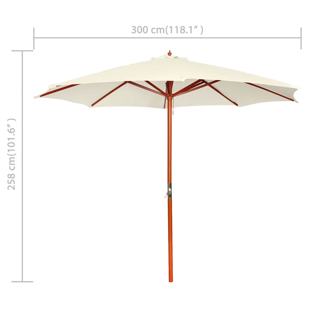 Garden Parasol | Sand White | Polyester, Hardwood | Large
