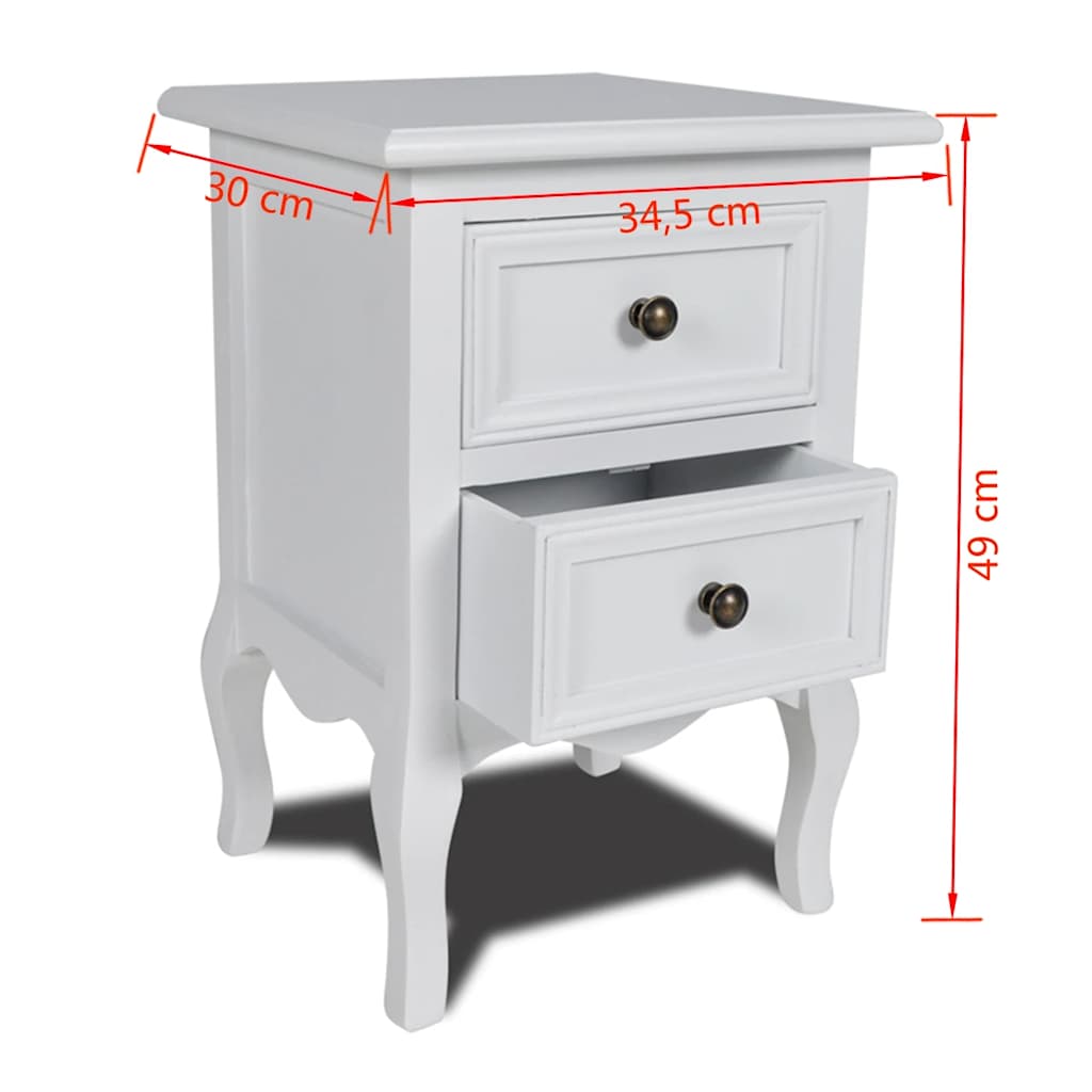 Nightstand | White | MDF, Brushed Pine | Compact | Nightstand