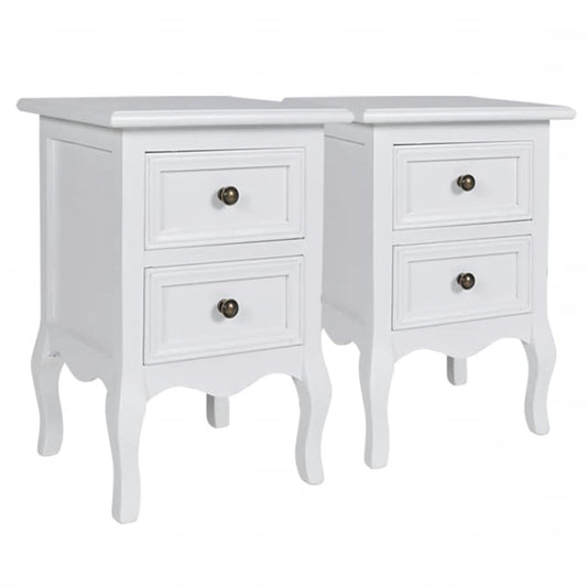Bedside Cabinet | Set of 2 | White | MDF, brushed pine | Medium