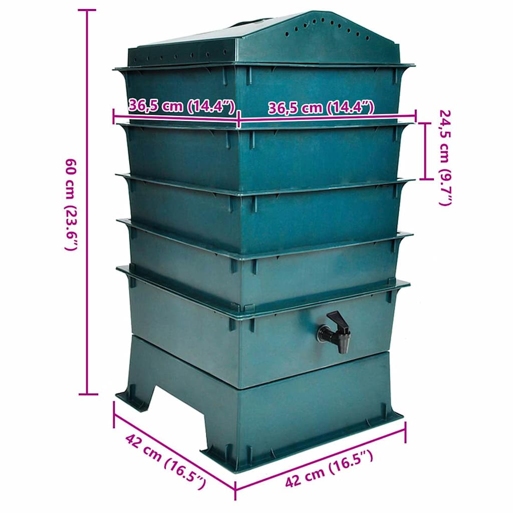 Wormery | Green | HDPE plastic | Medium | Stackable | Wormery