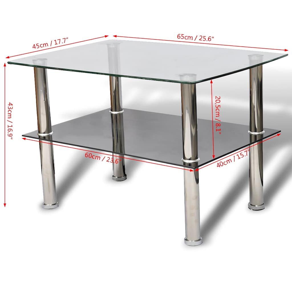 Coffee Table | Transparent, Black | Tempered Glass | Small | Durable