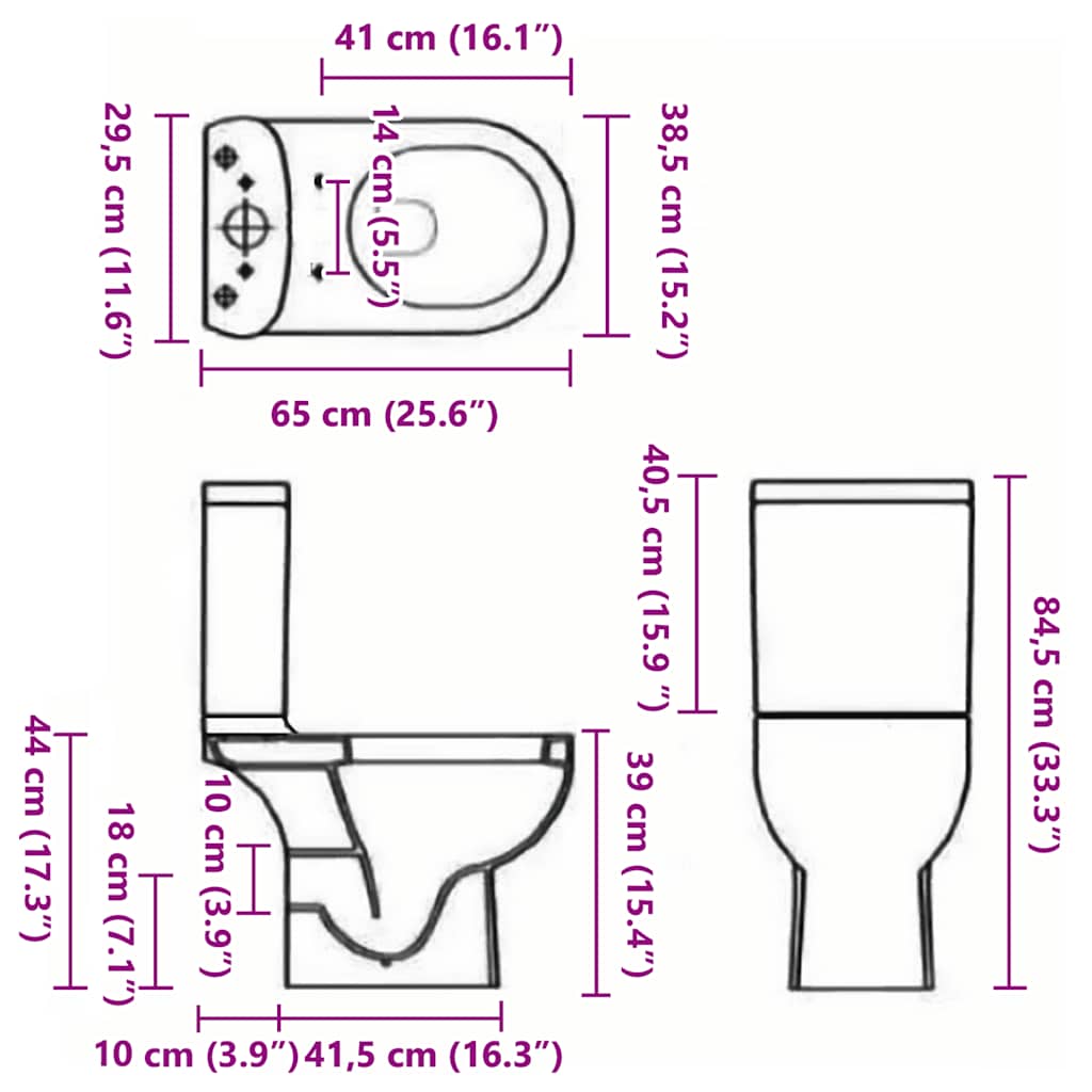 Ceramic Toilet Back Water Flow Black