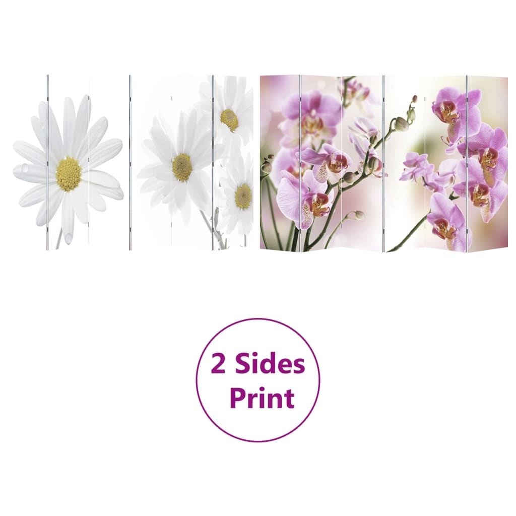 Folding Room Divider 217x170 cm Flower
