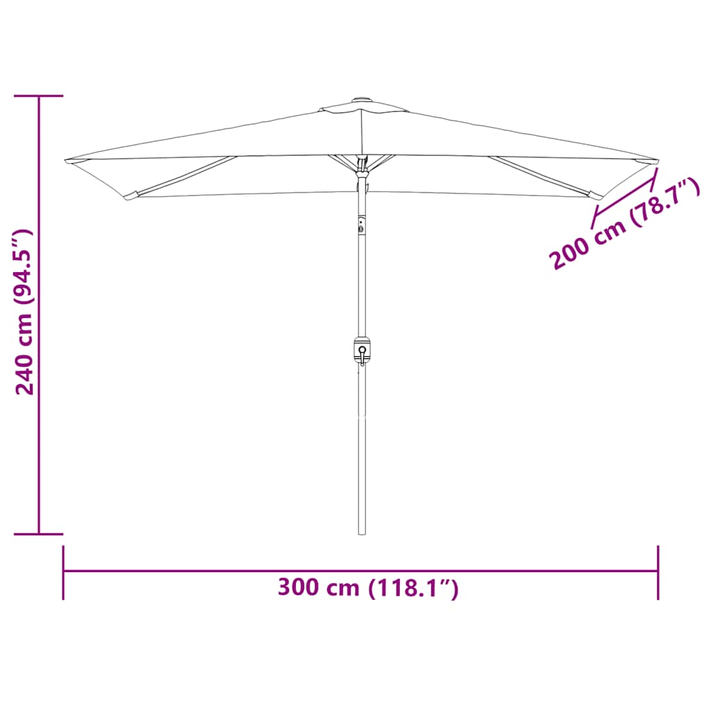 Parasol | Green | Polyester, Steel | 200 x 300 cm | Foldable | Parasol