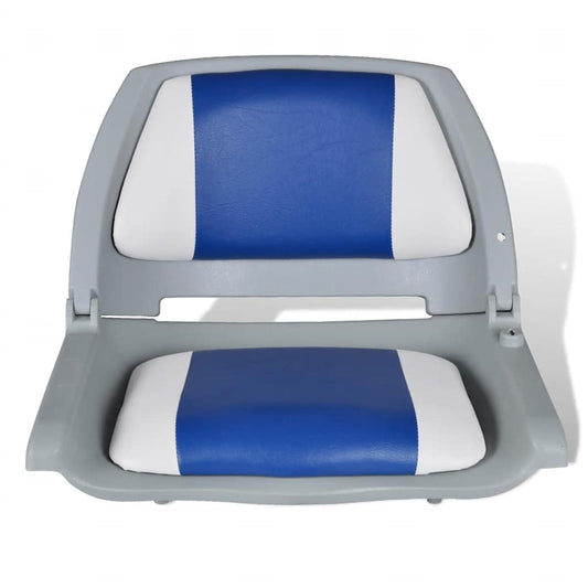Boat Seat Foldable Backrest with Blue-white Pillow 48x51x41 cm