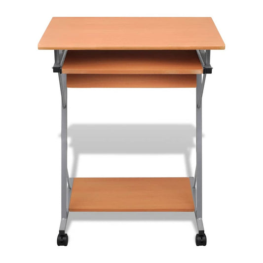 20052 vidaXL Compact Computer Desk with Pull-out Keyboard Tray Brown