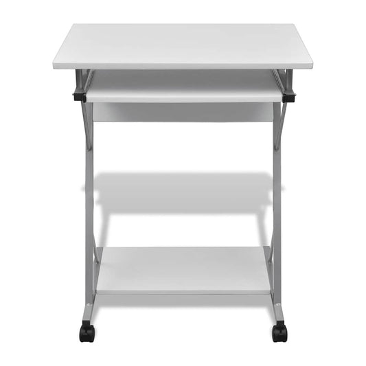 20053 vidaXL Compact Computer Desk with Pull-out Keyboard Tray White