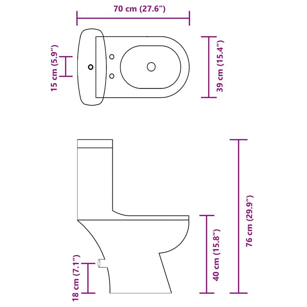 Toilet With Cistern Black