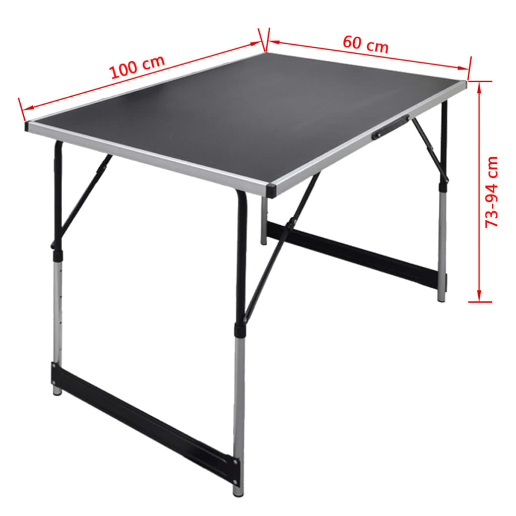 Folding Table | Set of 3 | Black | MDF, Aluminium, Iron | Medium