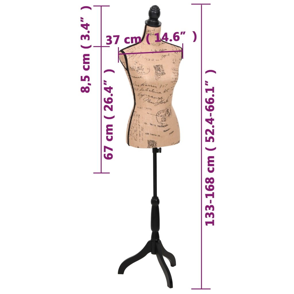 Female Mannequin | Brown and Black | Jute, MDF, Solid Wood, Painted Steel