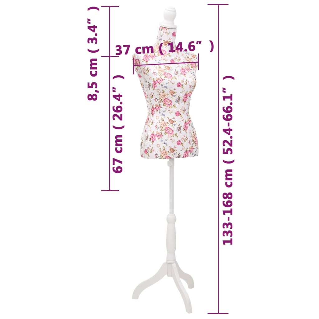 Female Mannequin | White with rose detailing | Cotton | Adjustable