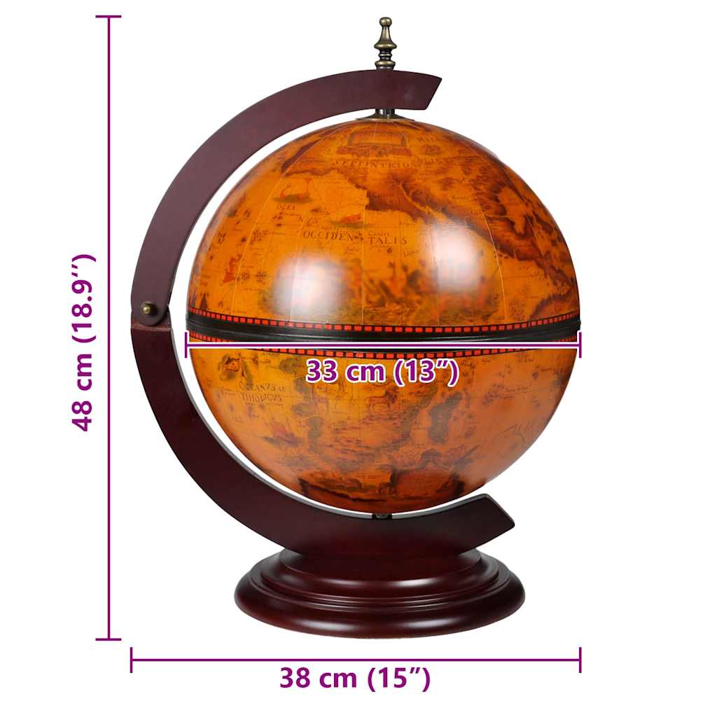 Tabletop Globe Bar Wine Stand Wood