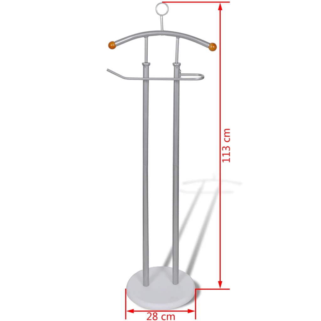 Valet Stand | Silver grey | Heavy duty iron frame | 43x28x113 cm