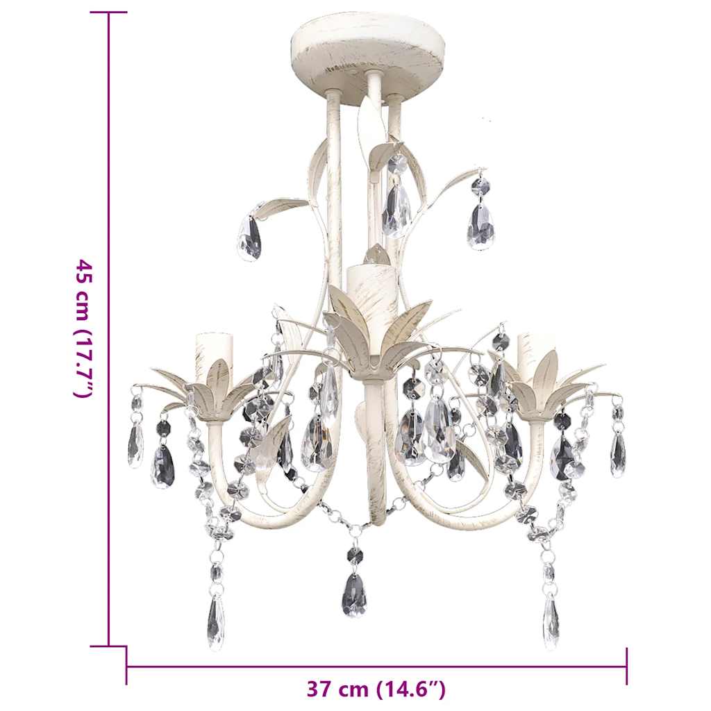 Chandelier | Antique white | Acrylic, Metal | Medium | Luxury