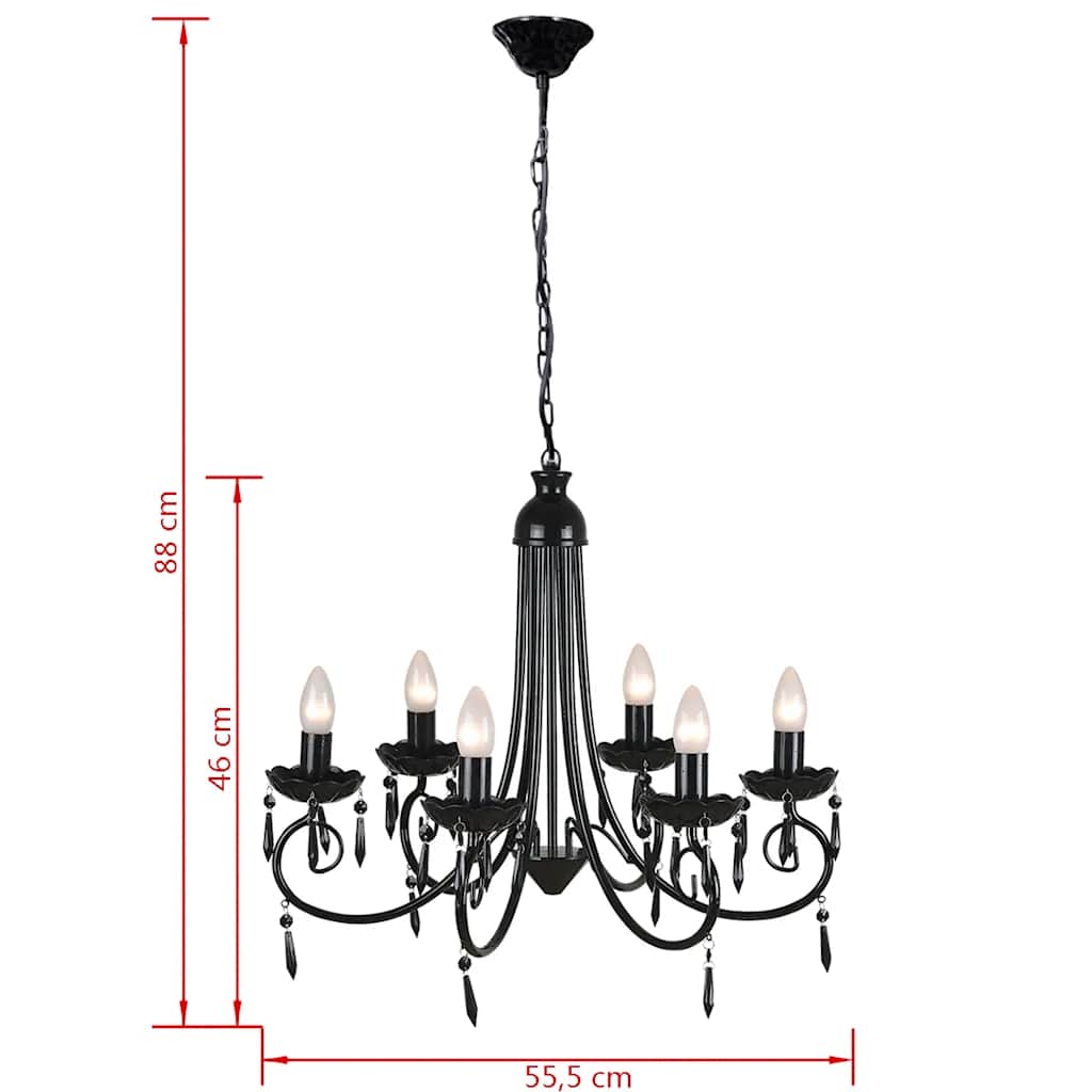 Chandelier | Black | Acrylic, Metal | Medium | Decorative Inlays