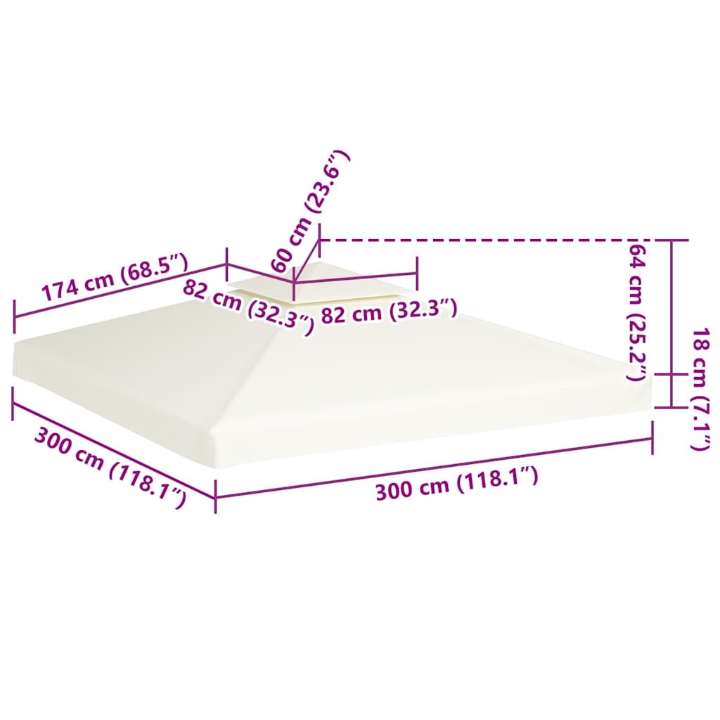 Gazebo Cover Canopy Replacement 310 g / m² Cream White 3 x 3 m