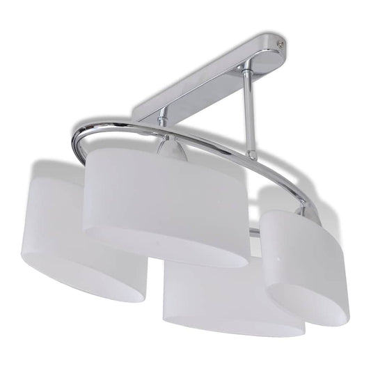 Ceiling Lamp | Chrome and White | Metal frame, Glass shades | Medium