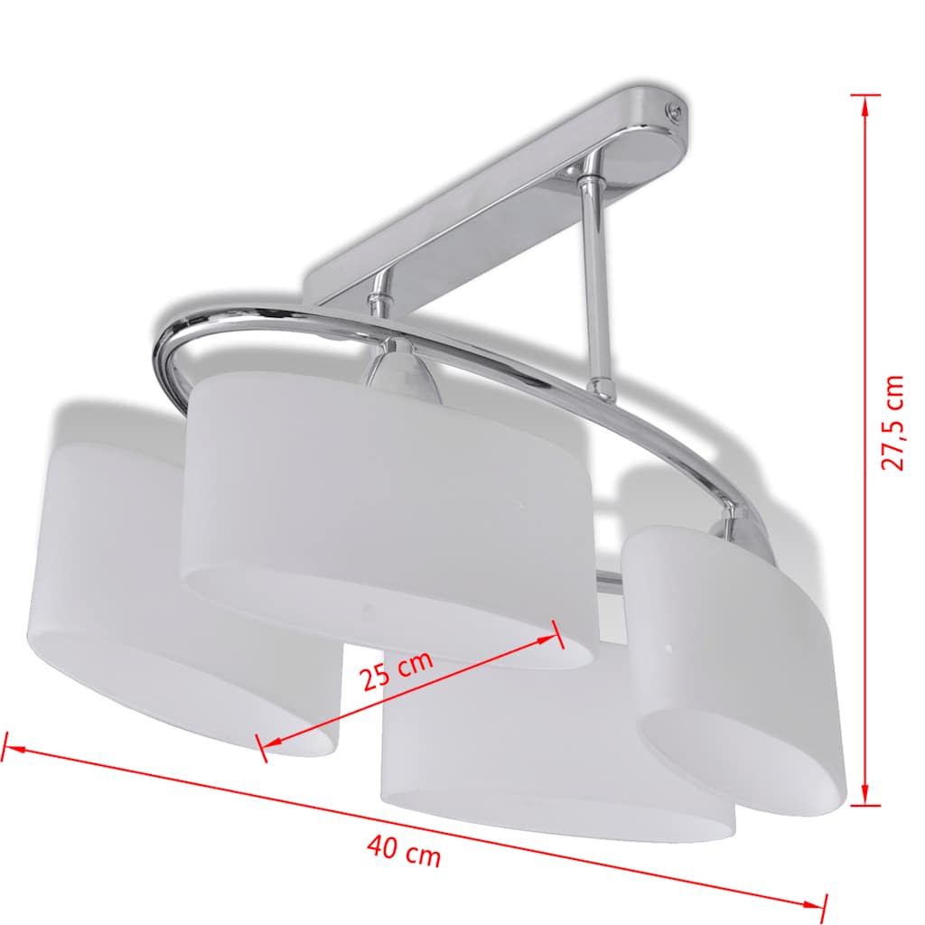 Ceiling Lamp | Chrome and White | Metal frame, Glass shades | Medium