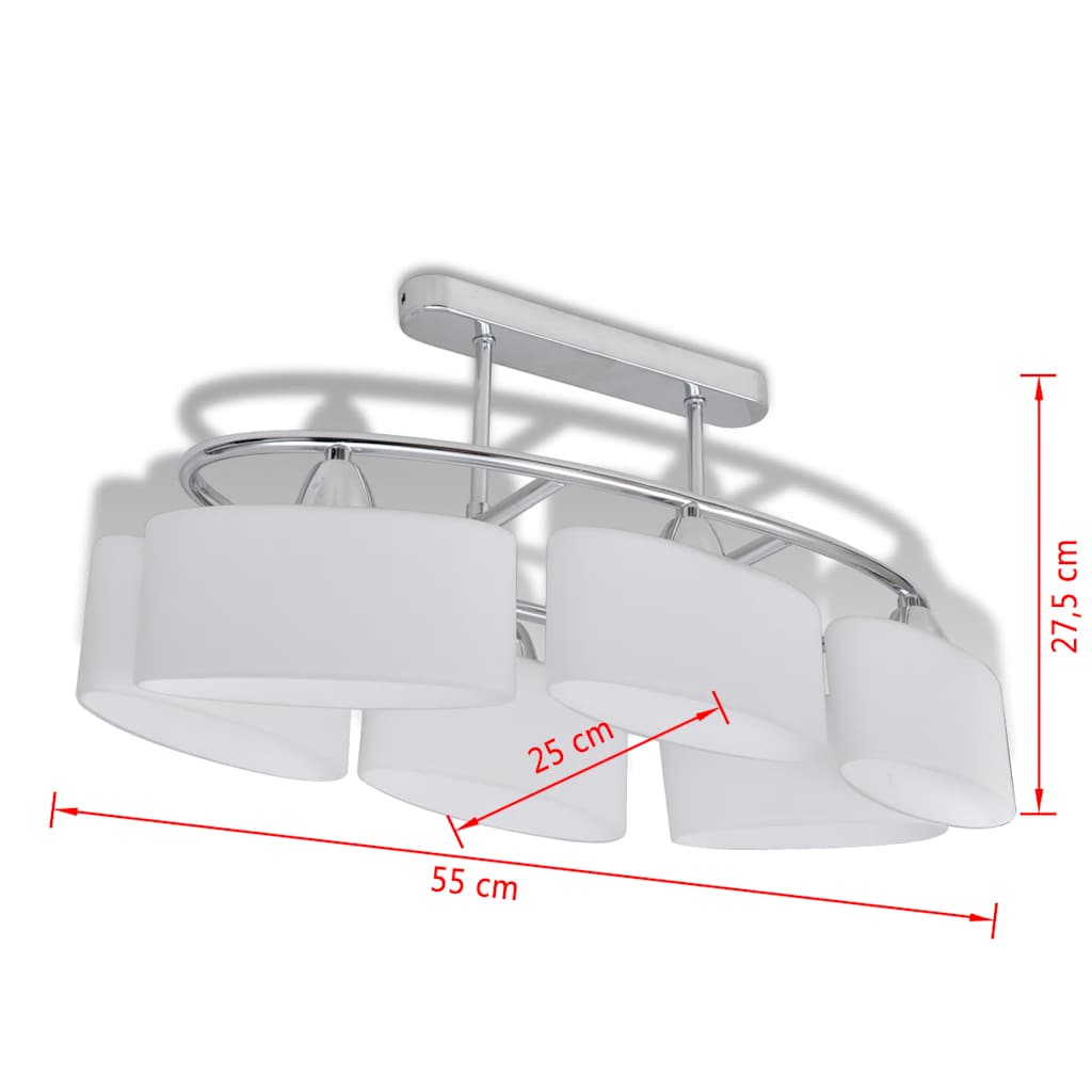 Ceiling Lamp | Chrome, White | Metal frame, Glass shades | Medium