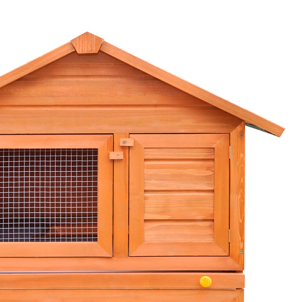 Rabbit Hutch Brown Pine Wood Large Durable Rabbit Hutch