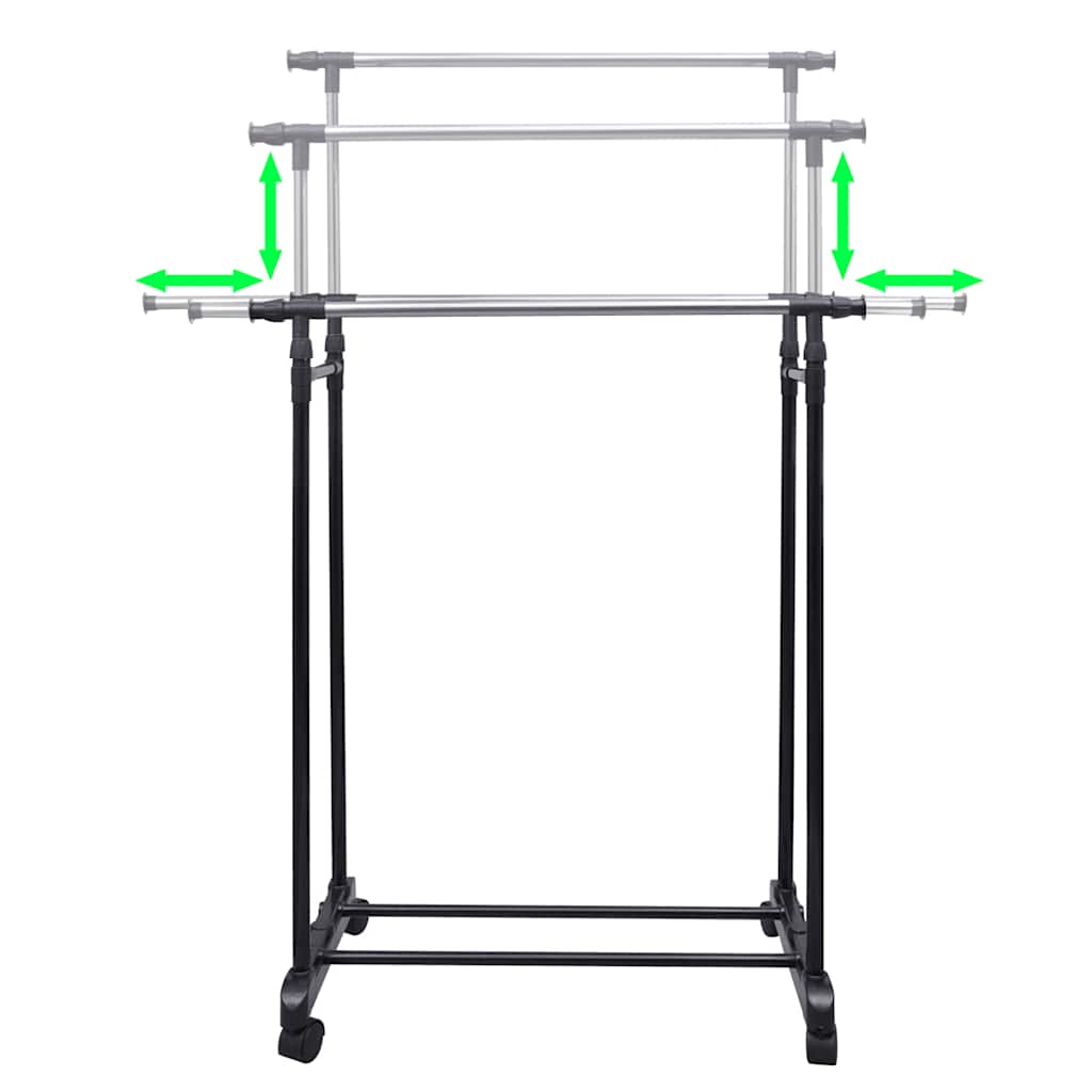 Clothes Rack | Black and Silver | Stainless Steel, PP Plastic