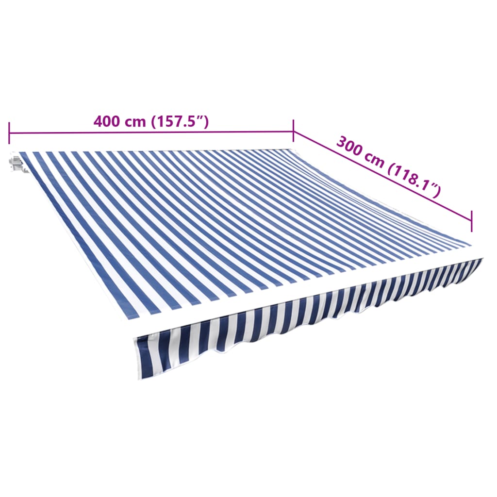 Awning Replacement Fabric Blue and White 400x300 cm Polyester