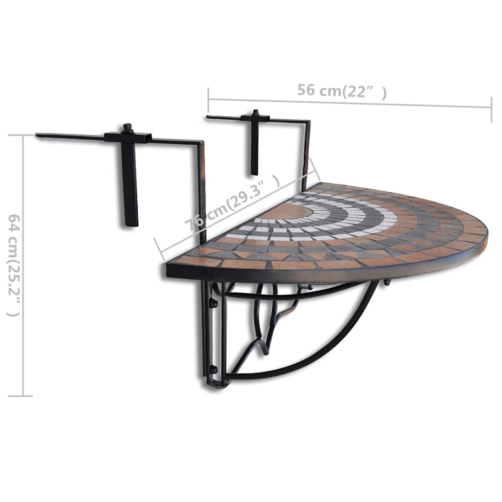 Garden Table | Terracotta, White, Black | Iron | Medium | Foldable
