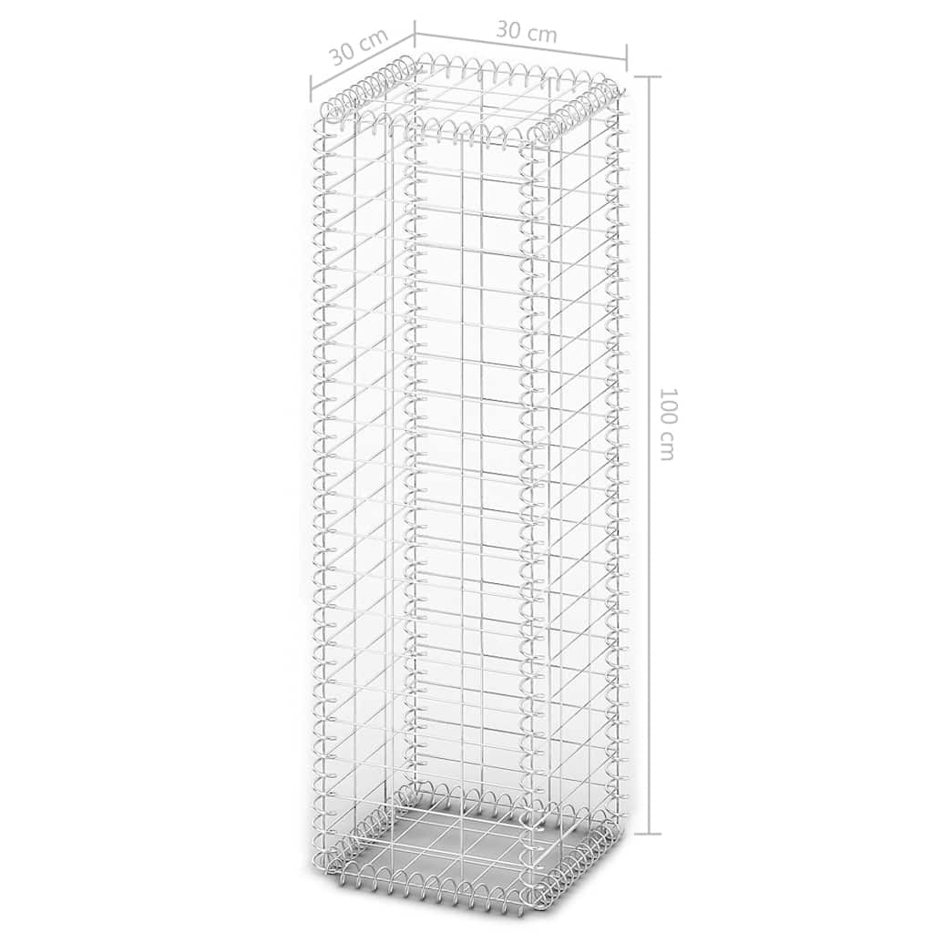 Gabion Basket with Lids Galvanised Wire 100 x 30 x 30 cm