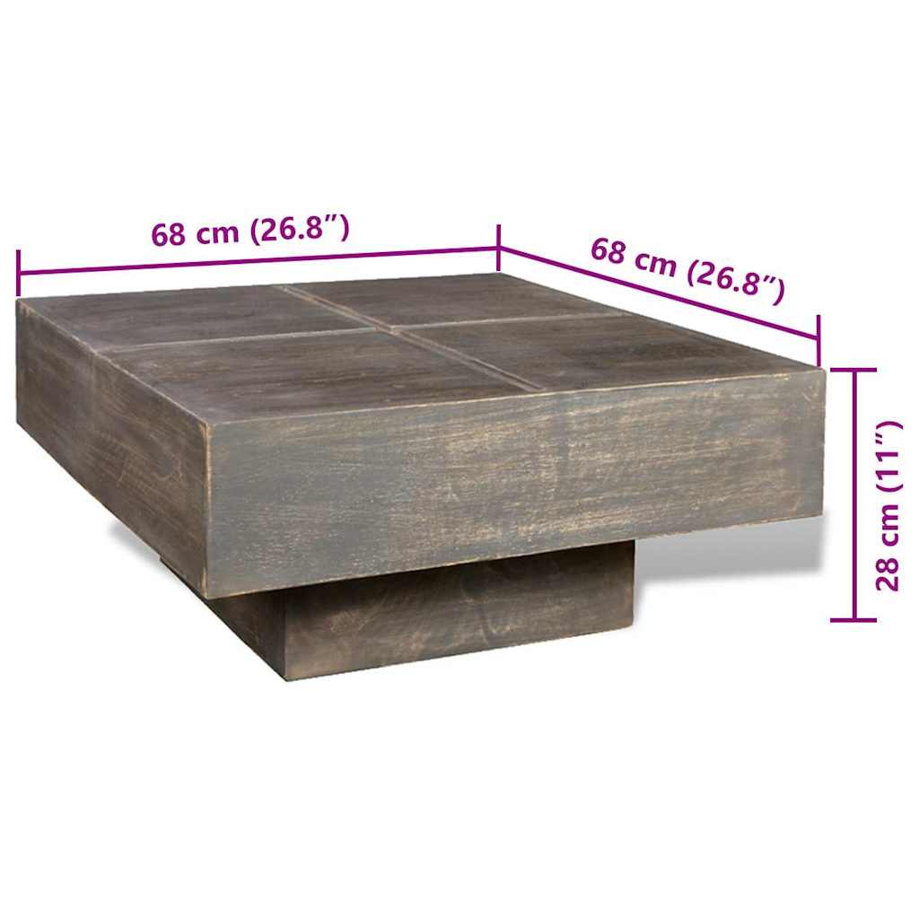 Coffee Table | Dark brown | Solid mango wood | Small | Decorative Inlays
