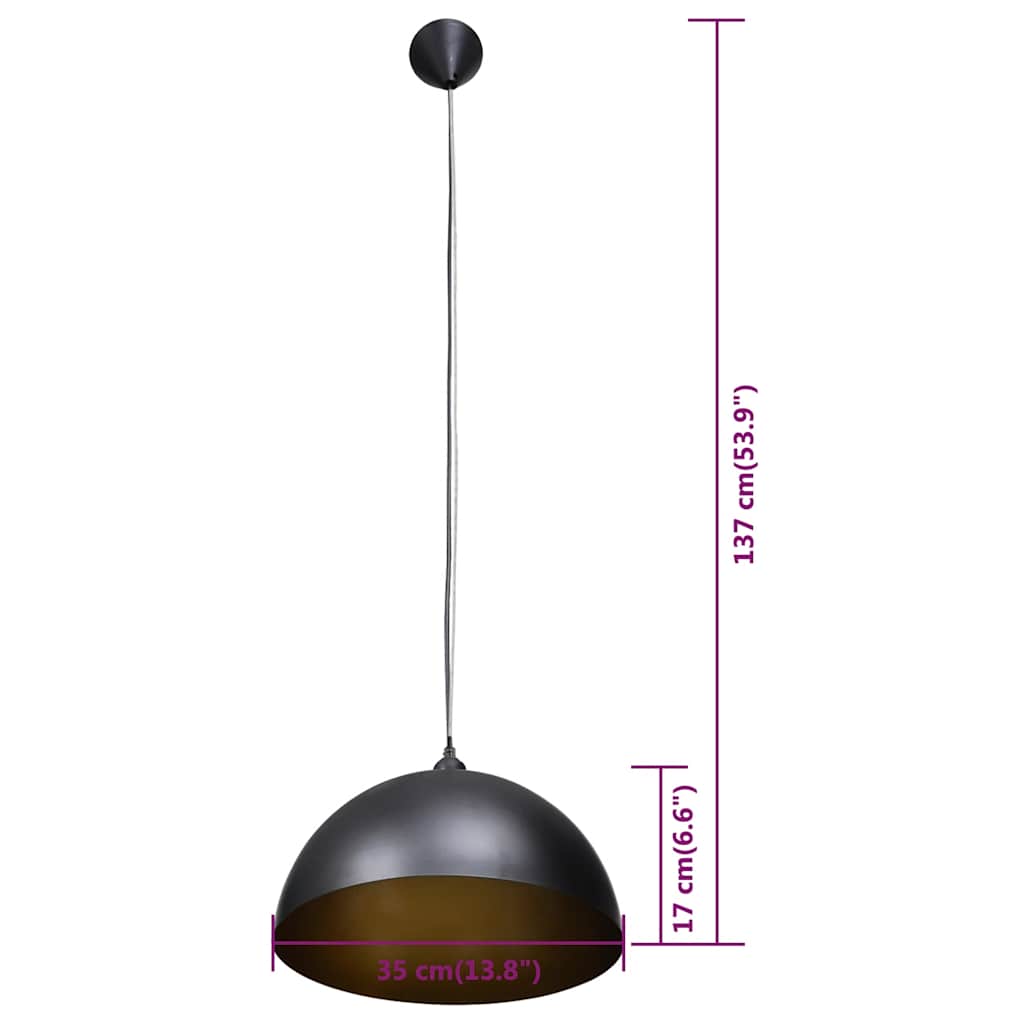 Ceiling Lamp | Set of 2 | Black and Gold | Metal | Medium