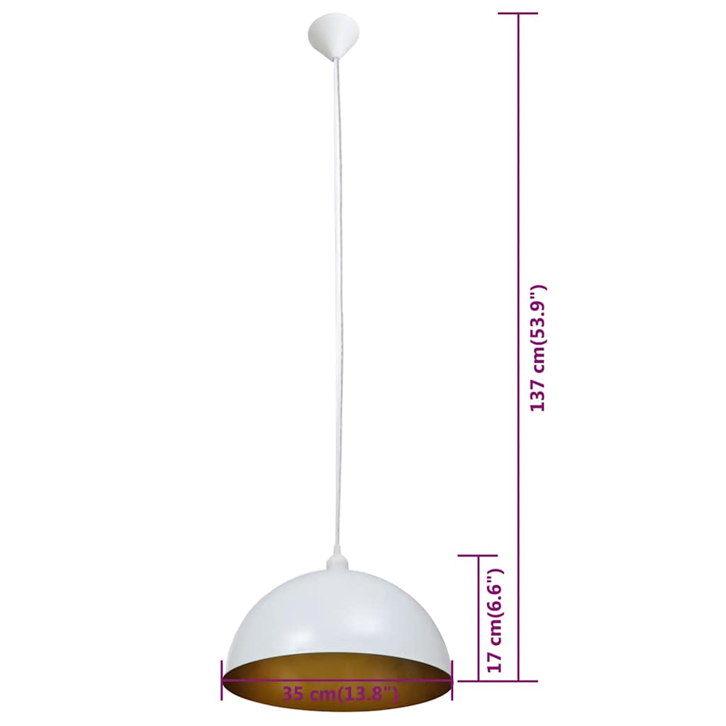 Ceiling Lamp | Set of 2 | White and Gold | Metal | Medium