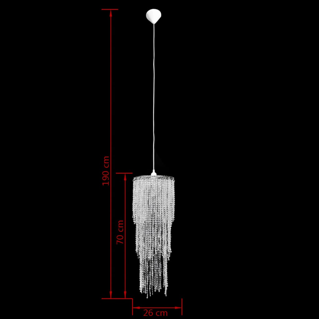 Chandelier | Transparent | Plastic | 70 cm high, 26 cm wide
