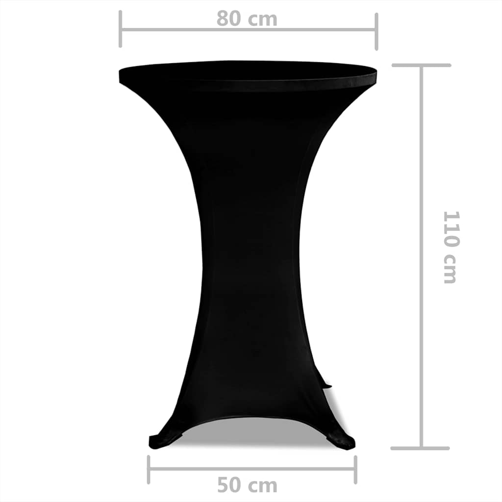 Table Cover | Set of 2 | Black | Polyester 90%, Elastane 10% | Ø80 cm