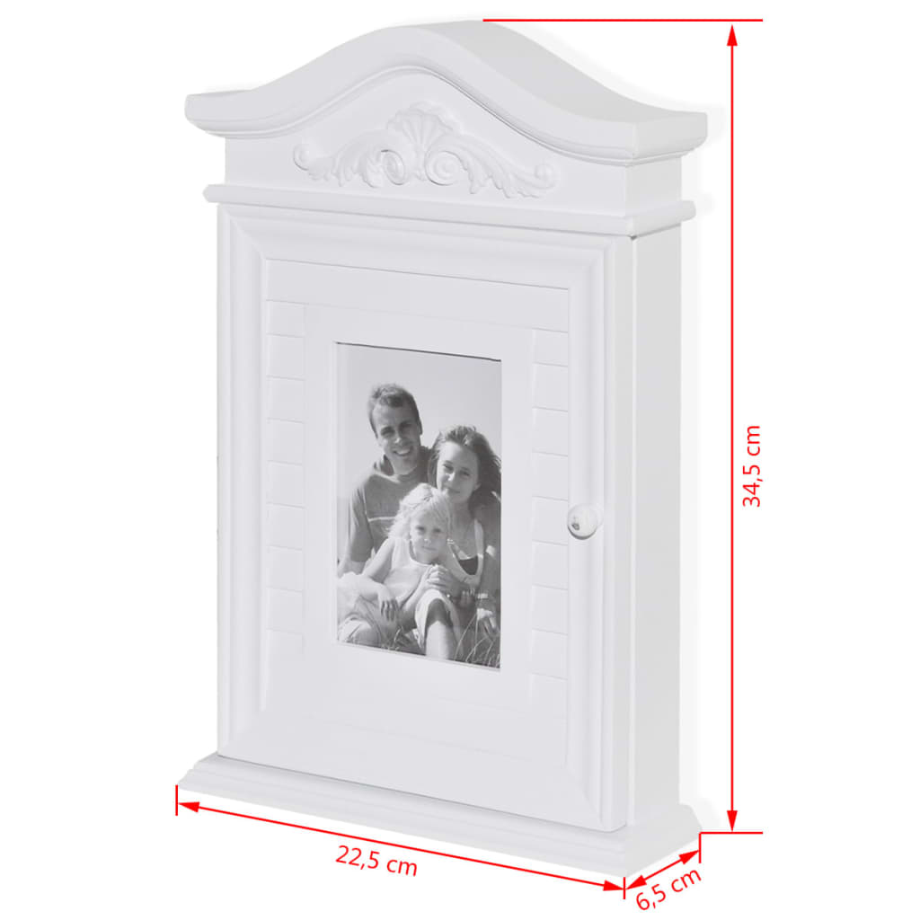 Key Cabinet | White | MDF and Pinewood | Medium | Hooks | Key Cabinet