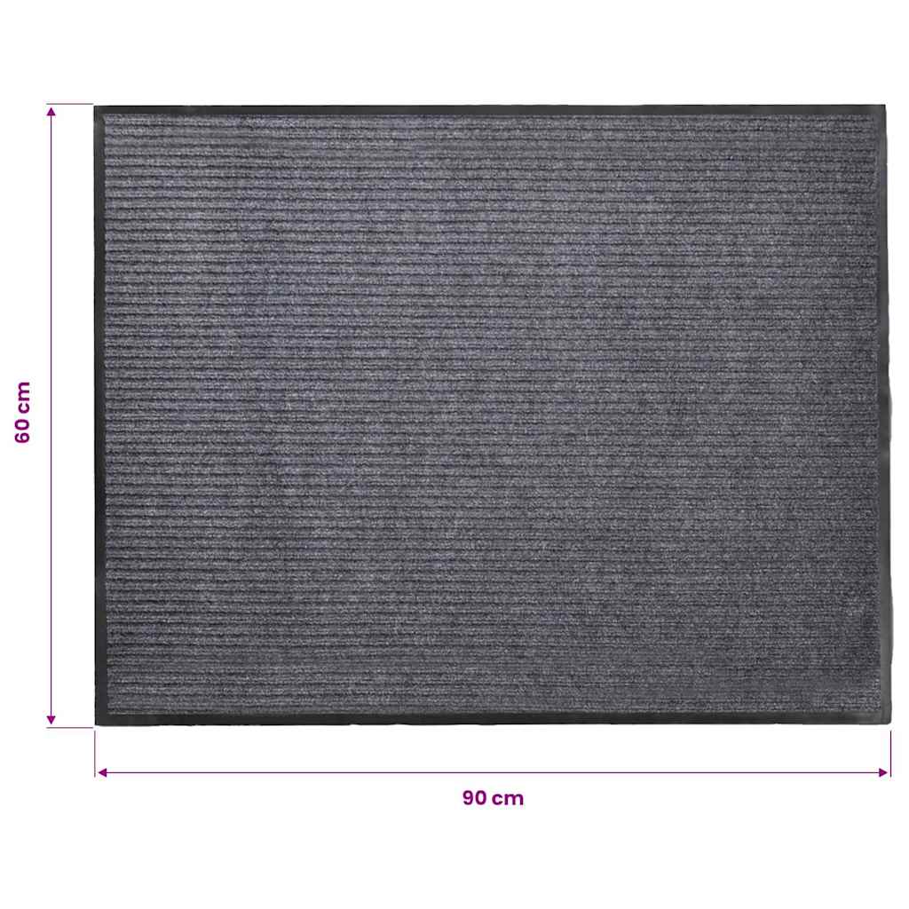 Doormat | Grey | PVC and Polyester | 90 x 60 cm | Non-slip | Door Mat