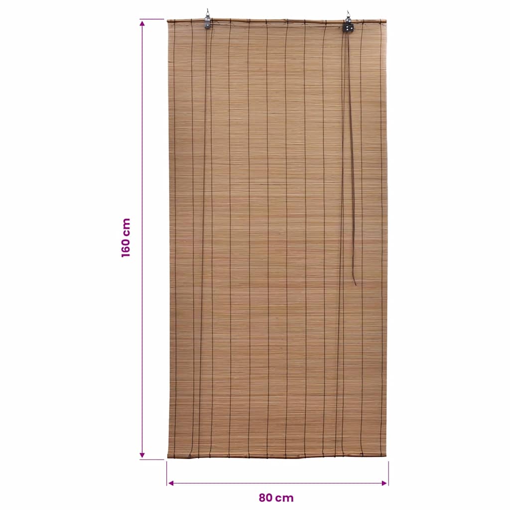 241326 Brown Bamboo Roller Blinds 80 x 160 cm