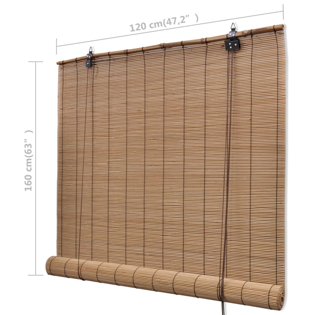 Blind | Brown | Bamboo | 120x160 cm | Rollable | Blind | Rectangular