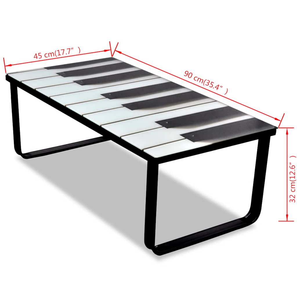 Coffee Table | Black and White | Tempered Glass, Iron | Small | Modern