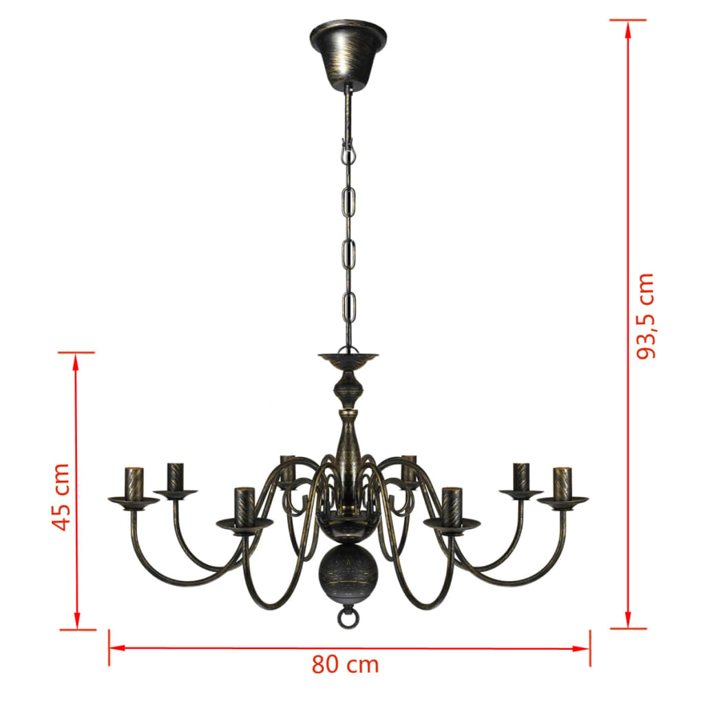 Chandelier | Antique black | Metal | Large | Chandelier | Circular