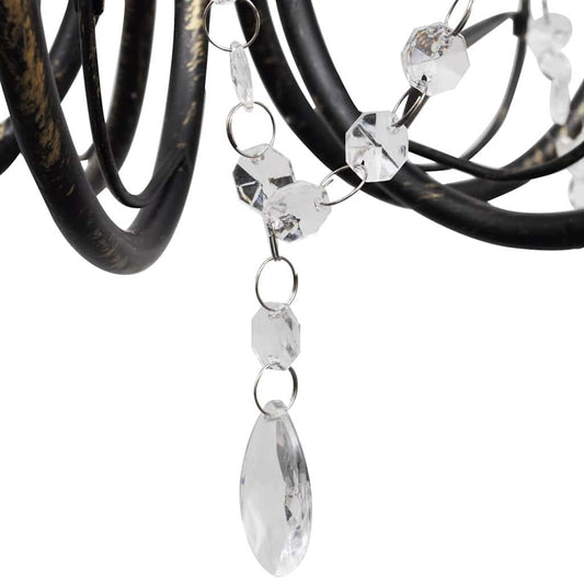 Chandelier | Antique Black | Metal frame, Acrylic crystals | Medium