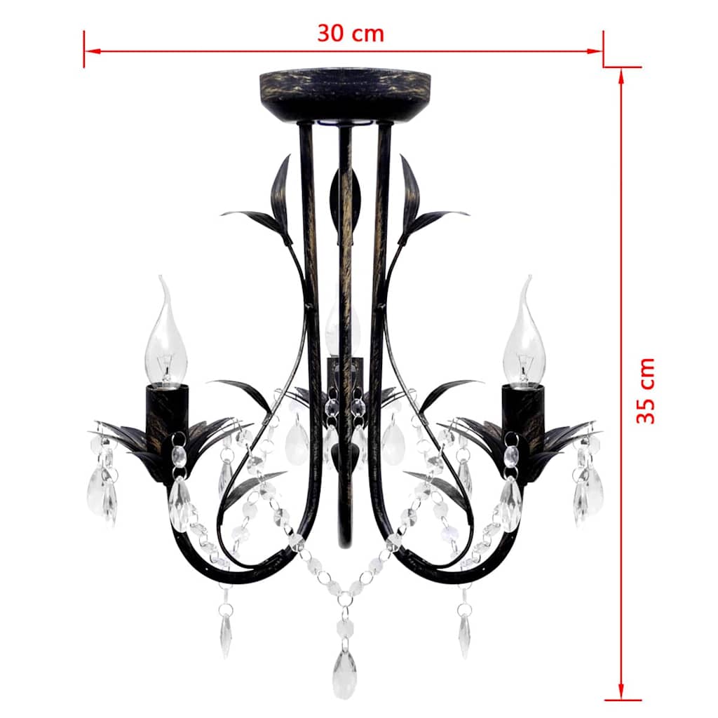 Chandelier | Antique Black | Metal frame, Acrylic crystals | Medium