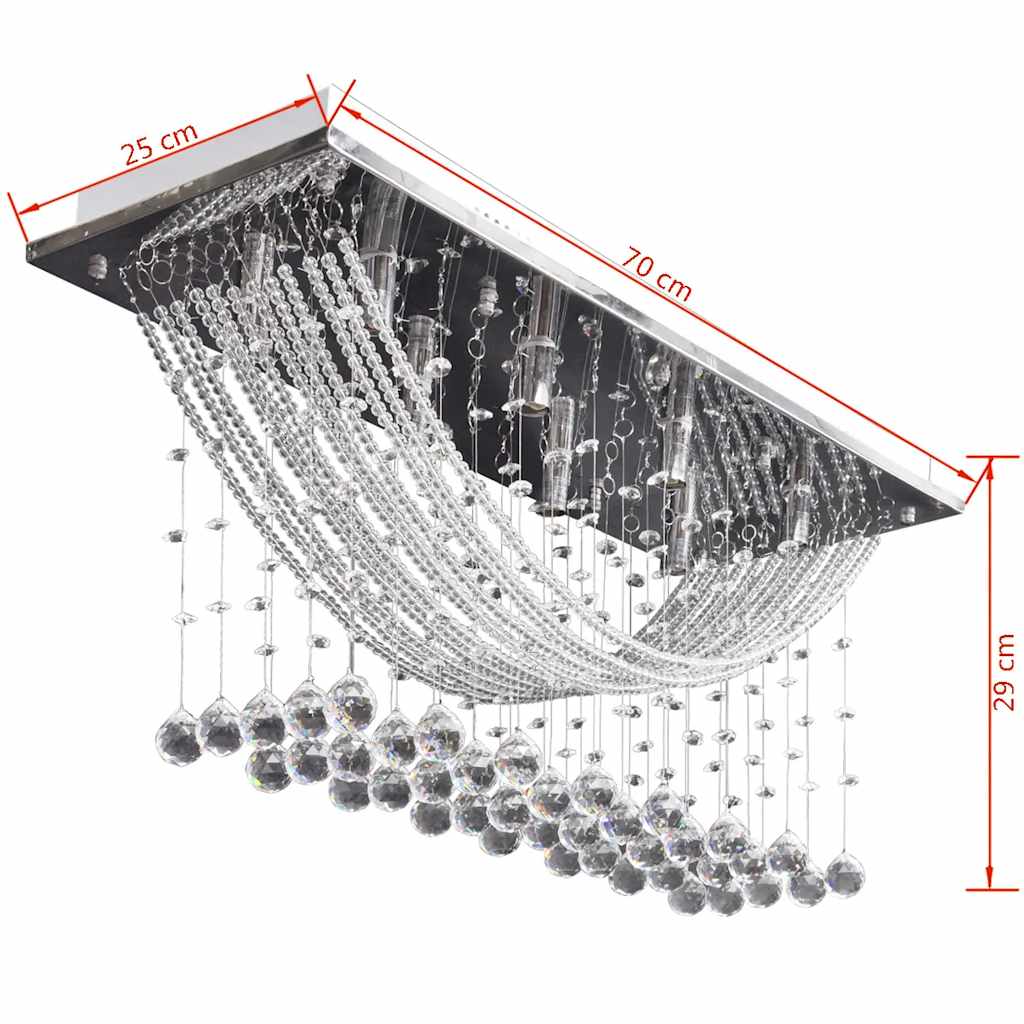 Ceiling Lamp | White | Metal frame + crystal beads | Large