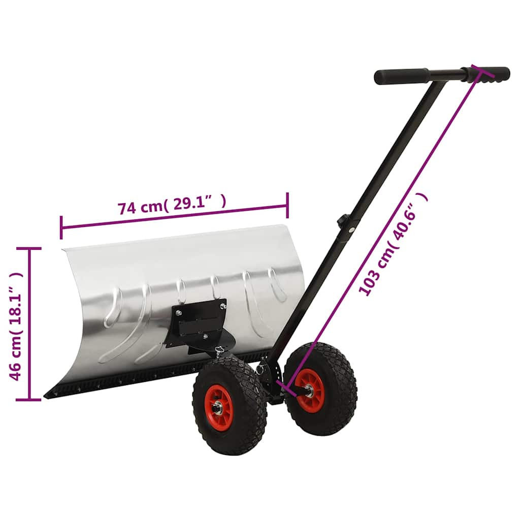 Snow Shovel | Silver, Black | Galvanised Metal, Rubber | Compact